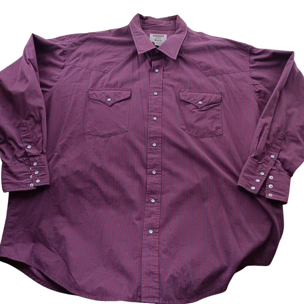 3XL Vintage Western Shirt 1990's Ruddock Cowboy Snap Purple Blue Mens 20-36